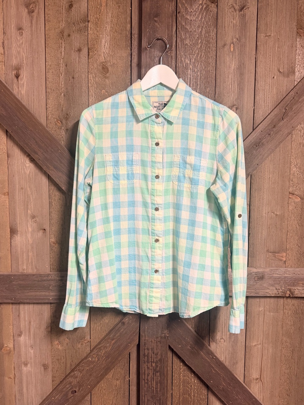 The North Face Boys Mint & Light Blue Plaid Button-Down Shirt